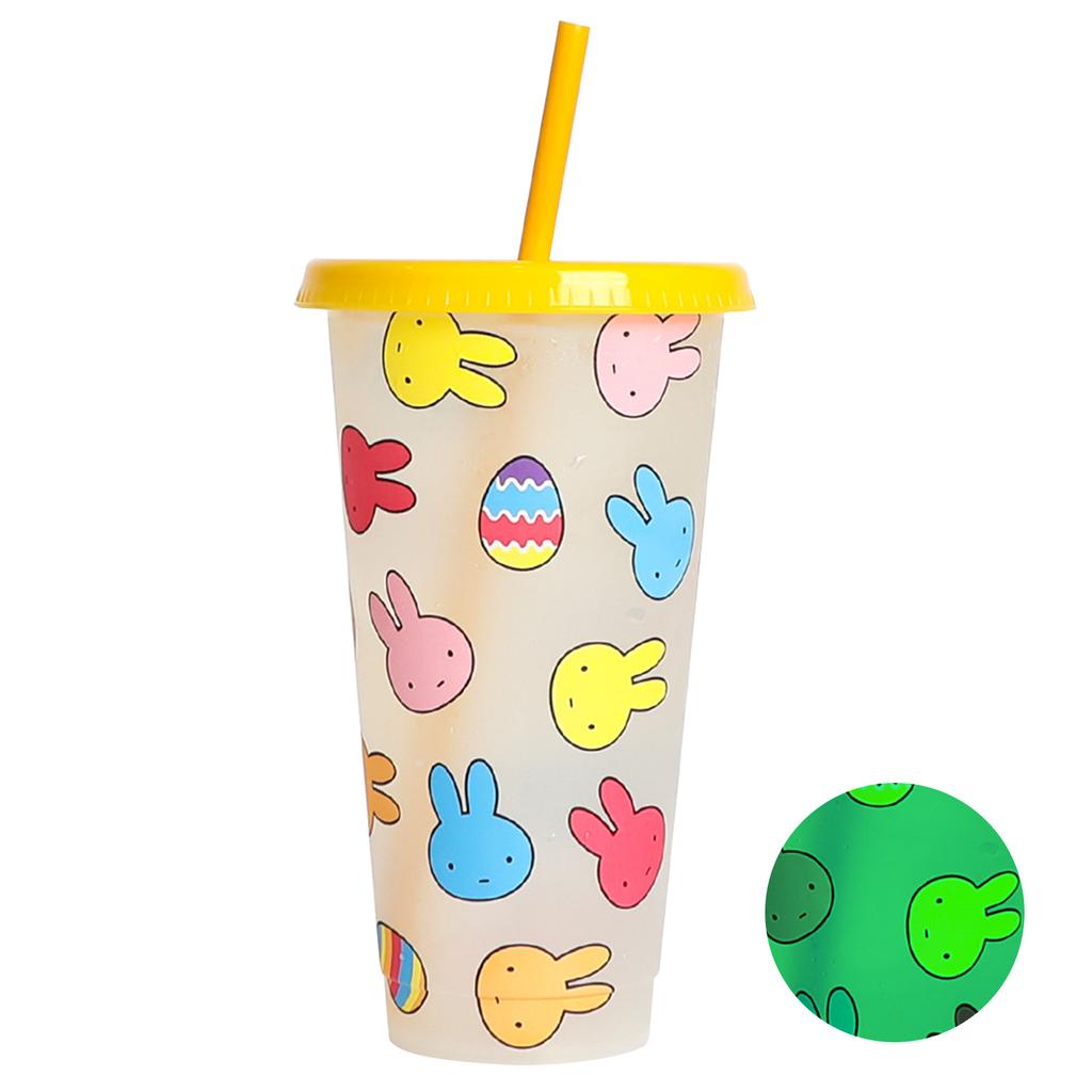 710 мл многоразовые с соломинками, креативные чашки для воды, меняющие цвет, чашка с крышкой, волшебный пластик, меняющий цвет холодной воды