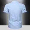 Men‘s Cotton Shirt Breathable Sweat-Absorbent Smart Casual Short-Sleeve Summer Men Solid Color Turn-Down Collar Shirts Plus Size