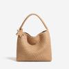 Large Capacity Woven Tote Bag Women Soft PU Shoulder With Magnetic Minimalist Daily Commuter