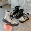 Children's Boots for Girls Bling Sequins Causal Toddles Leather Boots Fashion New Versatile Kids Ankle Boots Patchwork Round-toe