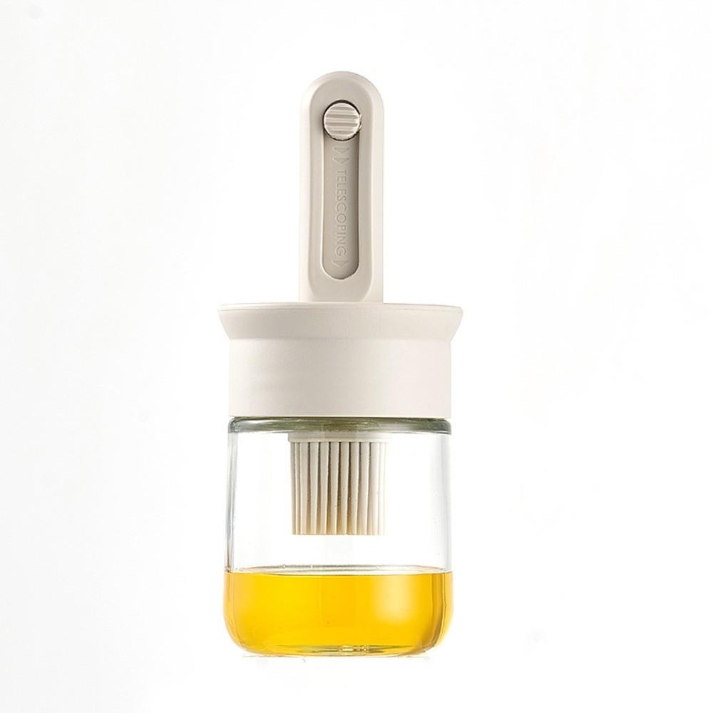 Retractable Oil Dispenser Heat-Resistant Oil Container Oil Jar with Built-in Oil Brush Household
