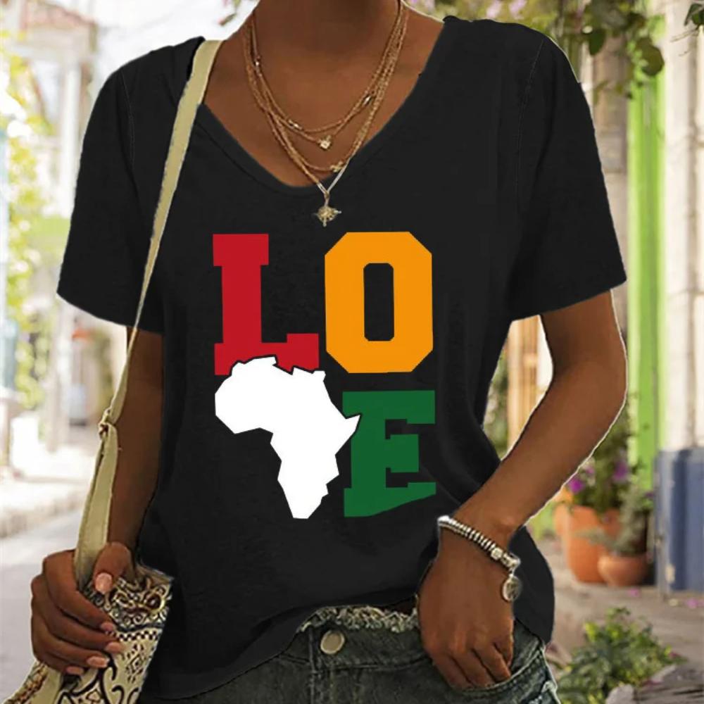 Лето 2022, женская футболка с коротким рукавом и v-образным вырезом, топы с кошачьим принтом, повседневная уличная одежда, свободная женская футболка, размер, готический топ 5XL