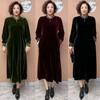 Осень Зима Женское Платье Большого Размера Свободное Однотонное Длинное Бархатное Платье