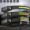 1/2/3-wire LED Headlights Built-in Battery Sensor Head Flashlight Riding Waterproof Headlight USB Rechargeable Multifunction COB Induction Headlamp