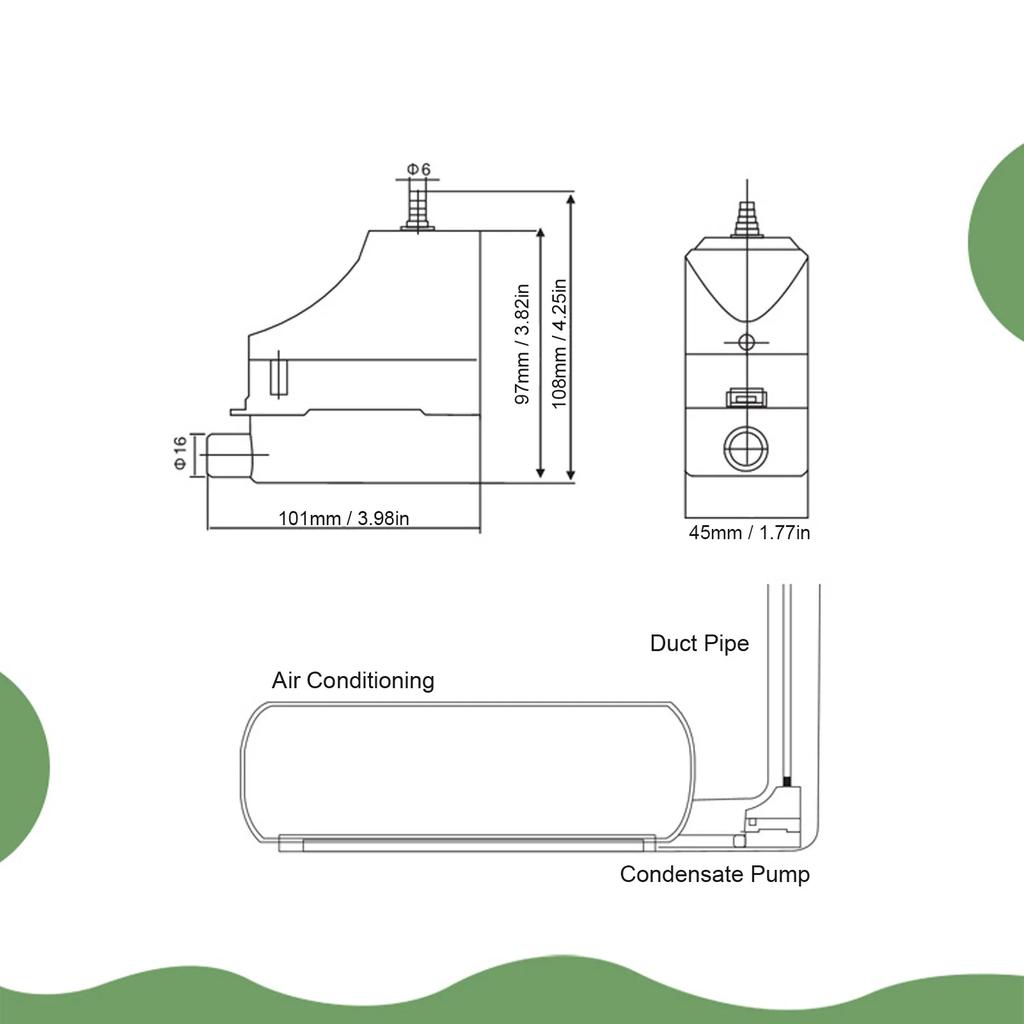 Автоматический насос для подъема конденсата Комплект дренажного насоса для кондиционера Полностью для настенной машины 1-3P 100-230В