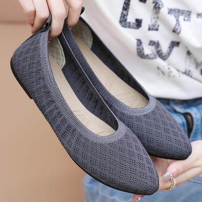 Обувь женская летняя универсальная повседневная обувь с мелким вырезом дышащая обувь из летучего трикотажа модная, не утомляет ноги, педальная, с острым носком, обувь для мамы