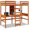 VidaXL Mezzanine Bed with Desk and Shelves Wax Brown 90x200 Cm Pine, Mezzanine Bed Frame, Cabin Bed Frame, Frame 3308543