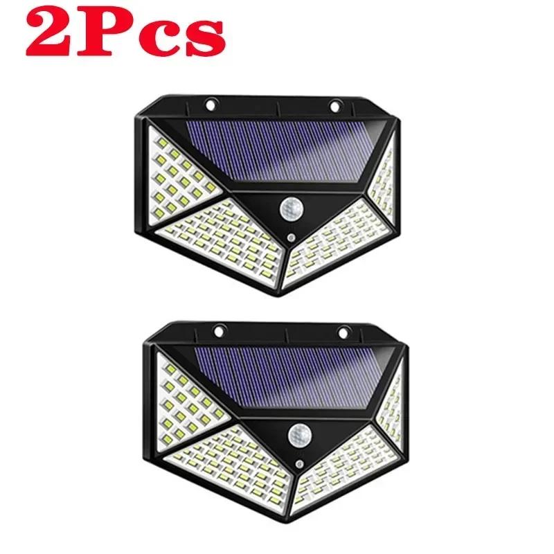 1/2/4Pcs 100 LED Solar Wall Lights Outdoor Solar Lamp Motion Sensor Solar Powered Sunlight Street Light for Garden Night Light
