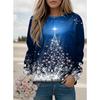 Women's Tunic Polyester Christmas New Year Elegant Long Sleeve Crew Neck Blue Spring Fall