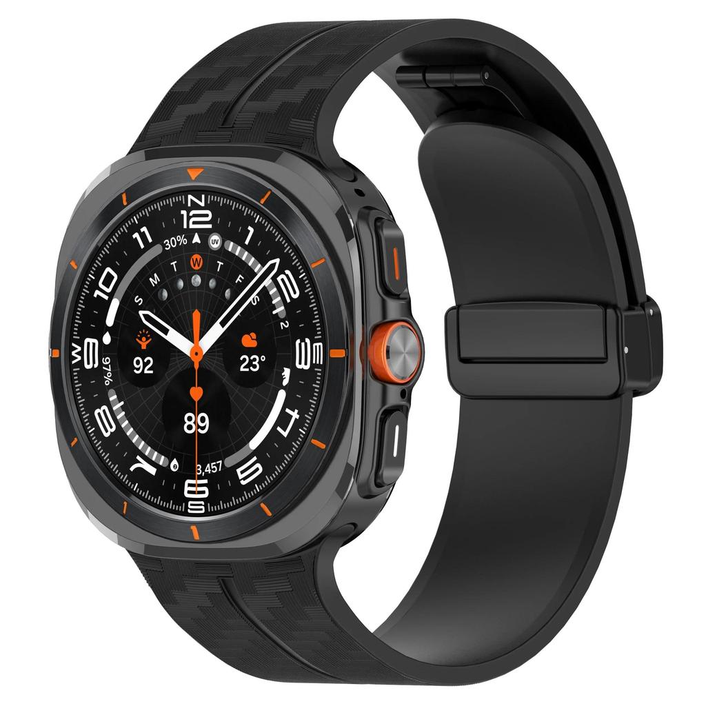 Ремешок с узором под карбон для Samsung Galaxy Watch 7 Ultra 47 мм Силиконовый ремешок с магнитной застежкой для Galaxy Watch 7 Ultra Браслет