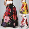 Women Floral Printed Maxi Skirt High Waist Party Casual Umbrella Long Skirt Dress Plus Size