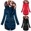 Women Fashion Floral Print Jacket Zipper Pocket Sweatshirt Long Sleeve Coat