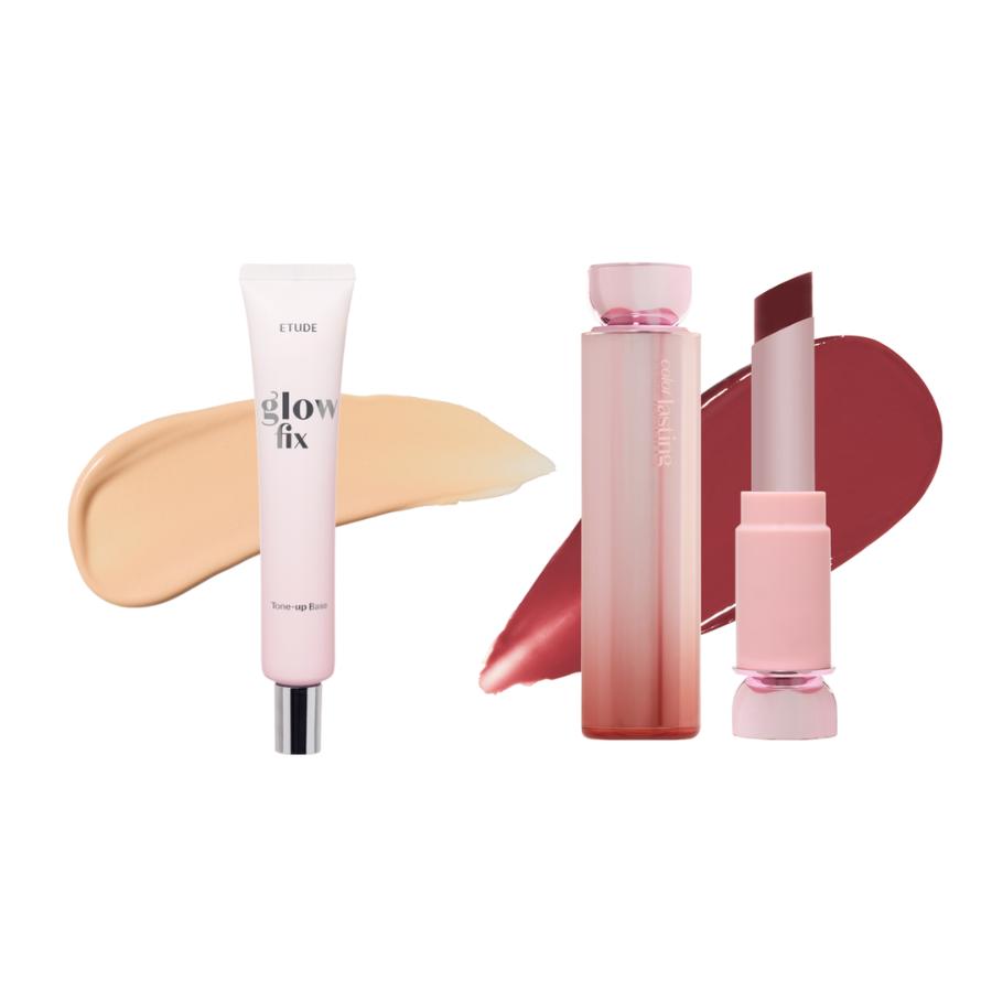 Etude Glow Fix Тональная база с эффектом сияния SPF 50+/PA++++ 30 мл + Стойкий глоу-стик для цвета 3,2 г