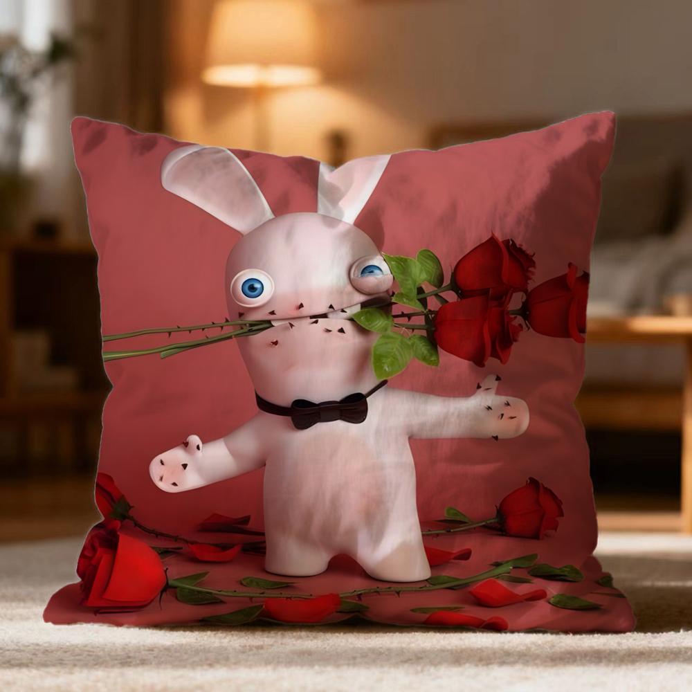 Popular R-RRabbids Invasion Cushion Cover Soft Washable Pillow Case Multi-Scene for Couch Bed Travel Office Use