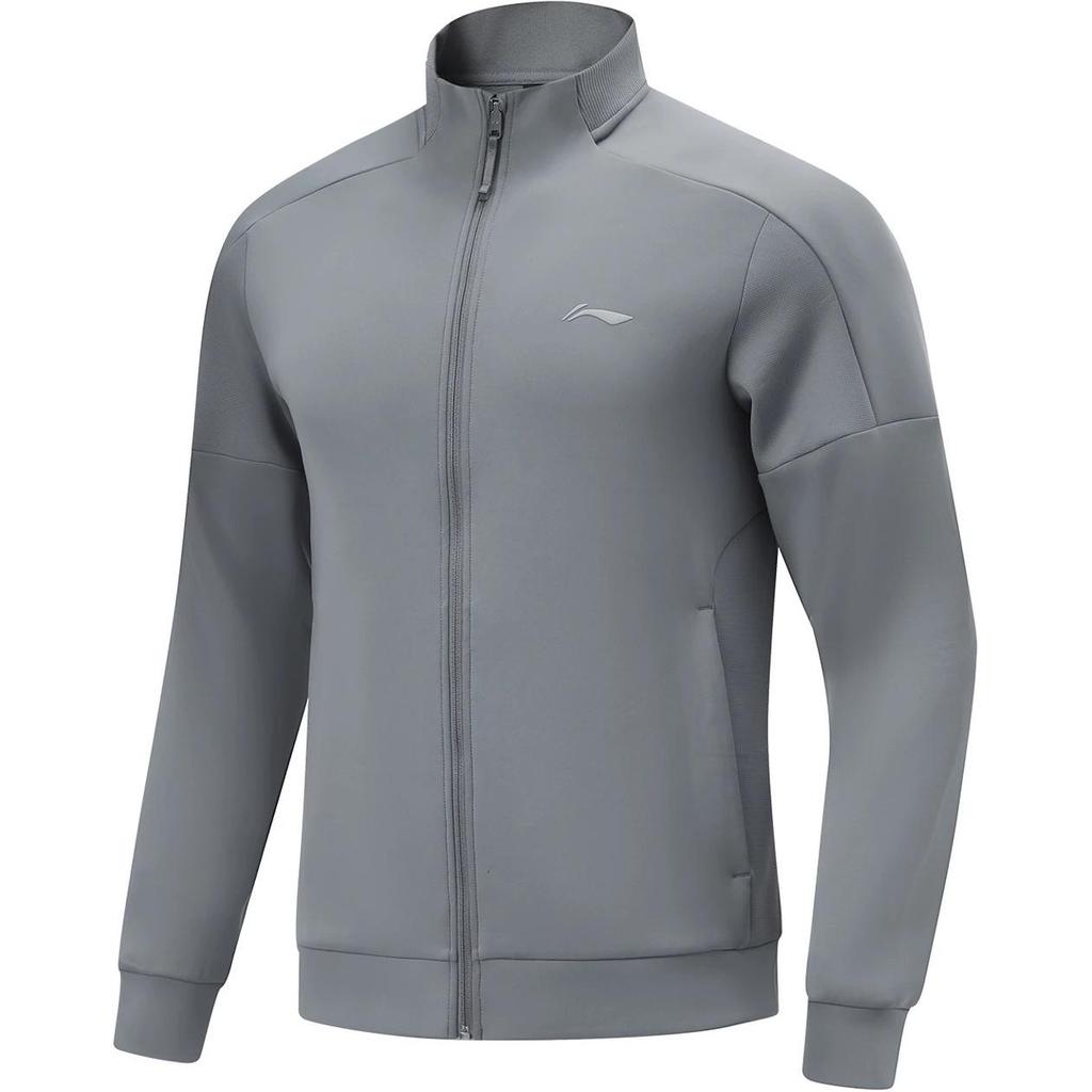 Li-Ning Fitness Series Letter Casual Comfortable Stand Collar Zipper Hoodie Men Hoodies Shadow-Gray AWDU129-2