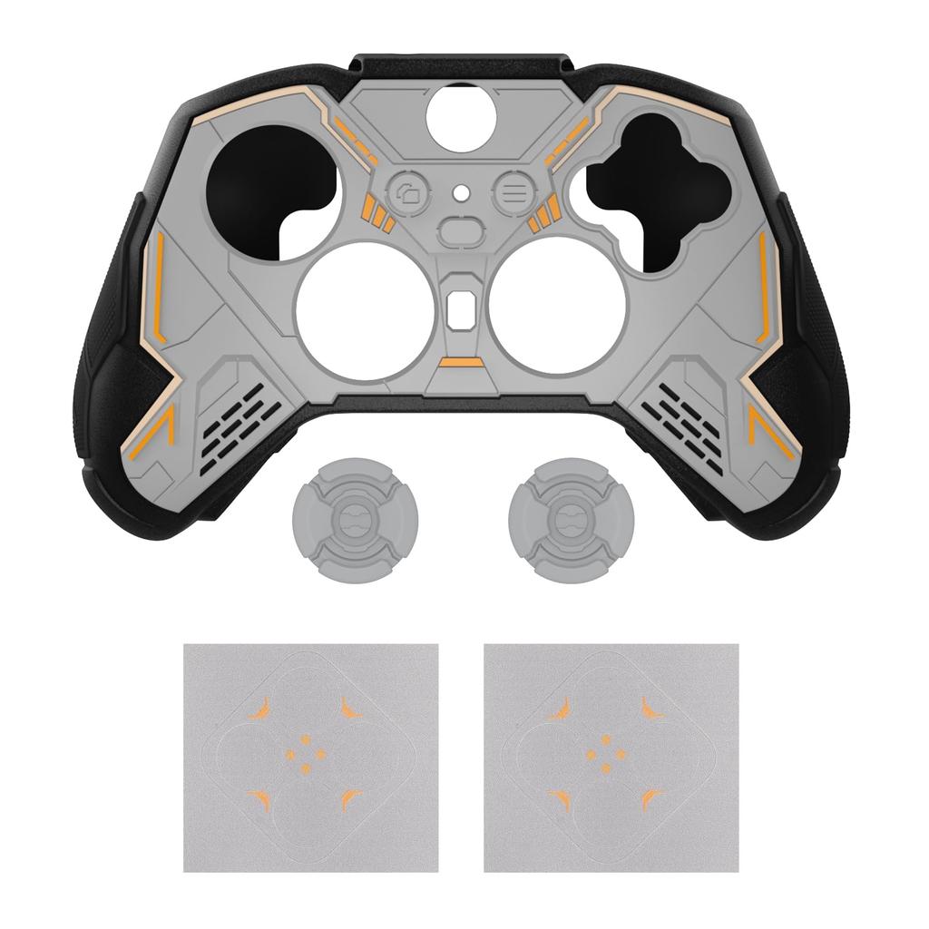 PlayVital Stellar Mecha Silicone Protective Cover for Xbox Elite Series Grip Protector with 2 Thumb Grip Caps and Mechanical Black 2, Non-Slip