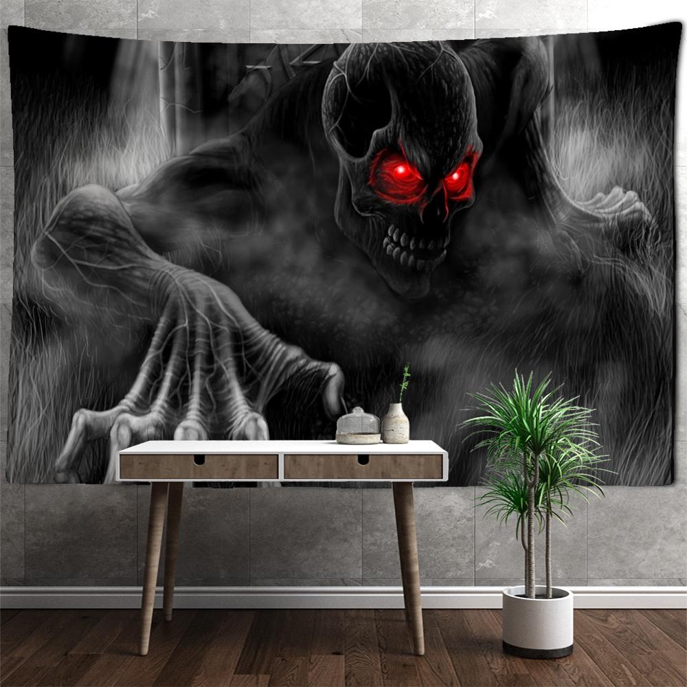 Красноглазый череп гобелен настенный ужас психоделический колдовство абстрактный общежитие декор для гостиной