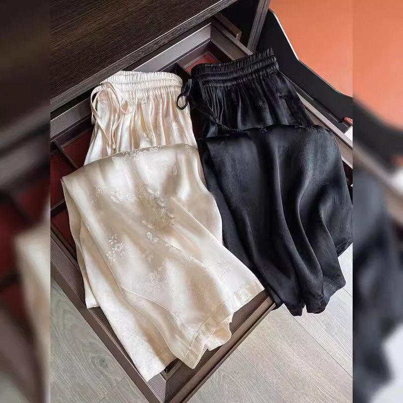 Женские двухцветные жаккардовые атласные брюки широкого кроя