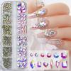 12 Grids/Box Crystal Nail Art Rhinestones Mixed Sizes Flatback Nail Stones Gems Luxury 3D DIY Charms For Nail Art Decorations