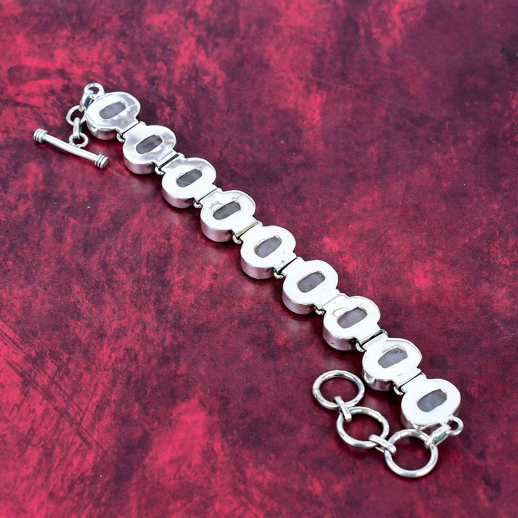 Браслет из розового кварца ручной работы, новейший дизайн, браслет из стерлингового серебра 925 пробы с драгоценными камнями, подарок для матери