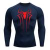 Men Fall Spring Top Skinny Sweat Absorption Elastic Spider Print Long Sleeve Soft Breathable Round Neck Compression Training Workout Exercise