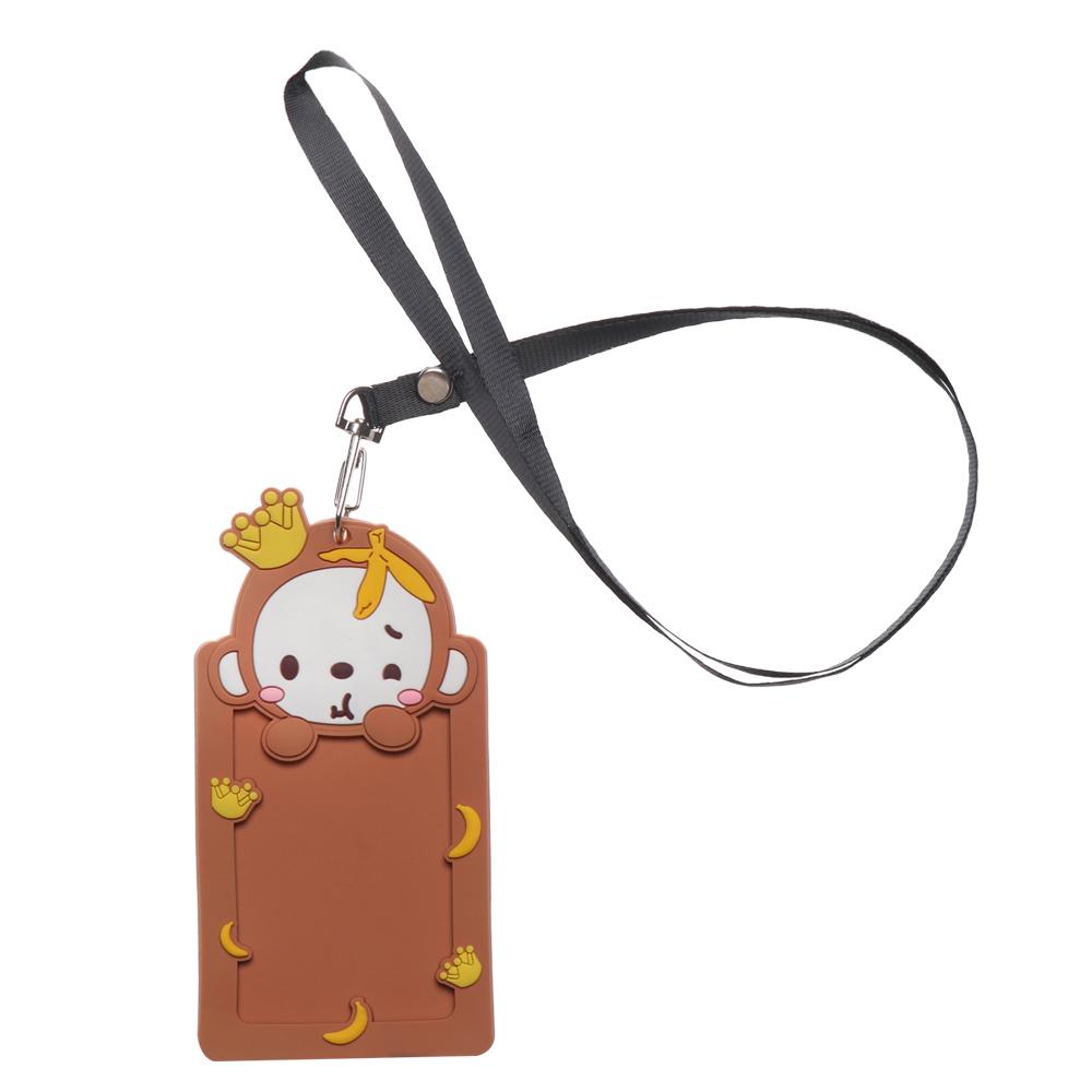 Милый держатель для визитки с животным, силиконовый держатель для ID-карты, рабочий пропуск с веревкой, защитная обложка
