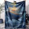 Whale Starry Sky Throw Soft Flannel AC Blanket Lightweight Summer Nap Throw Cozy  Blanket for Sofa Bed Travel Home