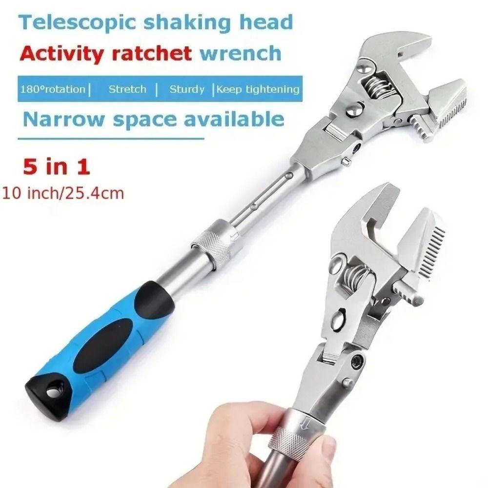 Flexible Telescopic Shaking Head Wrench with Rotating Head Torque Wrench Household Maintenance