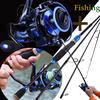 Рыболовный набор, удочка + спиннинговая рыболовная катушка, удочка, 4 секции, переносная ручка из ЭВА, для путешествий