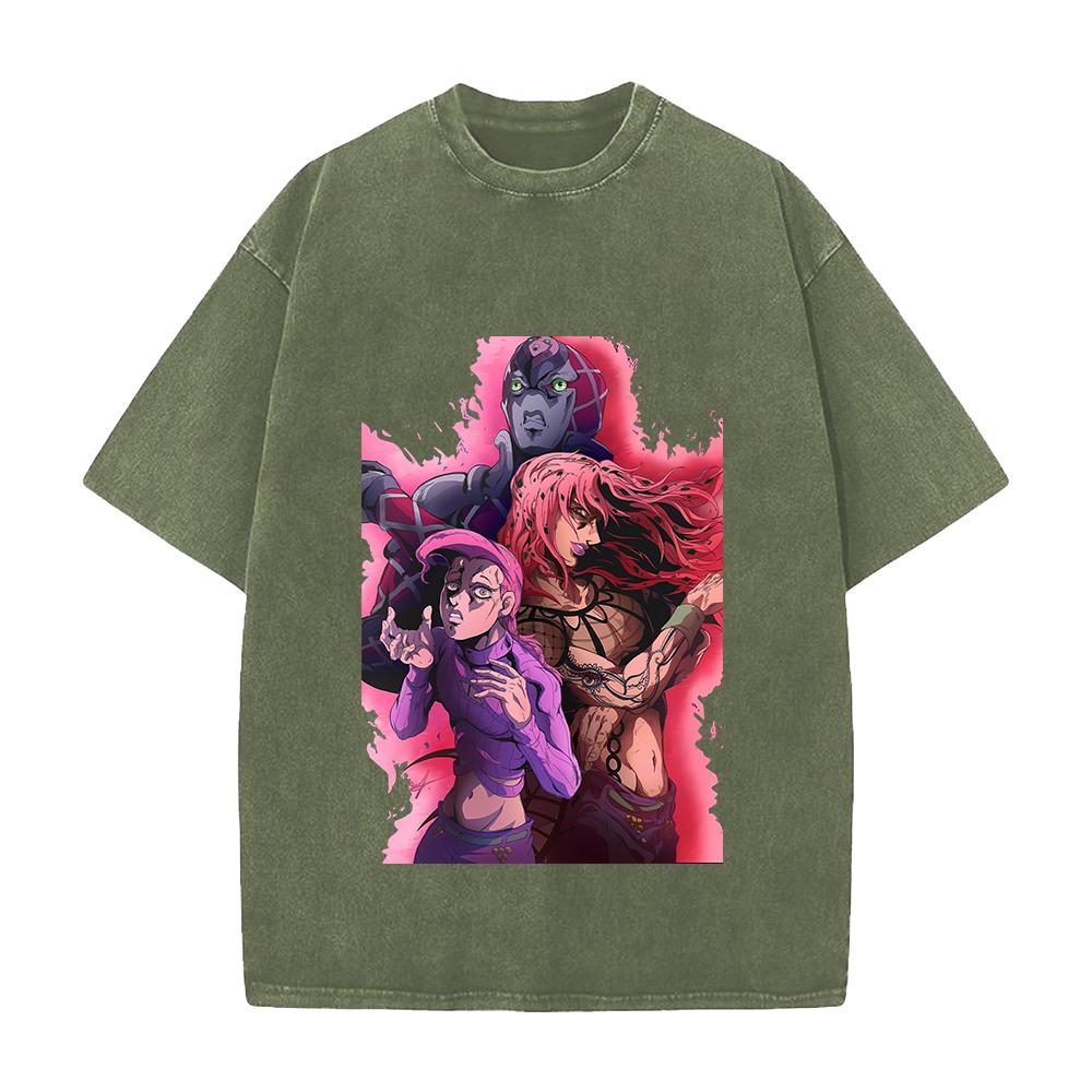 Горячая Аниме JoJo's Bizarre Adventure Диаволо Графическая Футболка Мужская Женская Одежда Стиранный Хлопок Футболка Повседневная Футболка Харадзюку Футболка