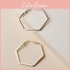 Geometric Hexagon Contemporary Ear Rings With Electroplated Gold Women For