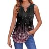 Womens Summer Tank Tops  Pleated V Neck Printing Casual  Top Tank Tops For Women Loose Fit Sleeveless Tunic Shirts