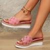Модные женские тапочки-клинья 2024 Лето Мода Повседневные С открытым носком Неглубокие Сандалии Высокий каблук Платформа Шлепанцы Слайды Женские Большой размер