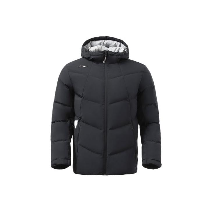 Приталенная пуховая куртка с капюшоном и длинным рукавом Li Ning Мужская верхняя одежда Черный AYMS389-2