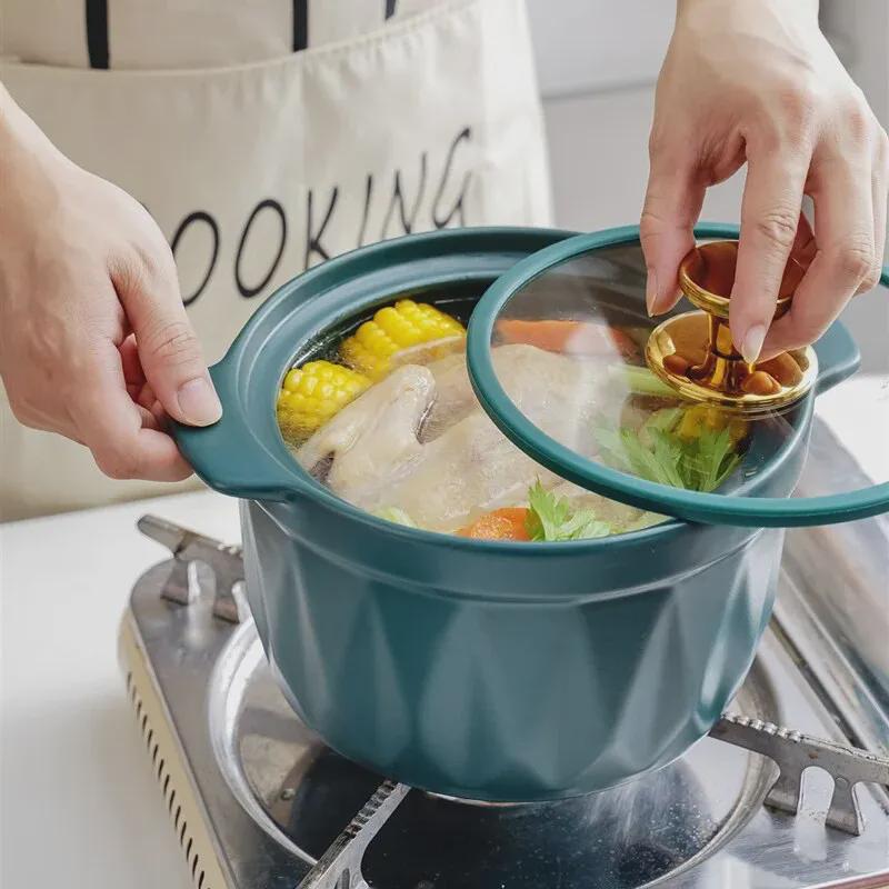 Современная простая матовая глазурь из керамики - жаропрочная, креативная кастрюля для тушения