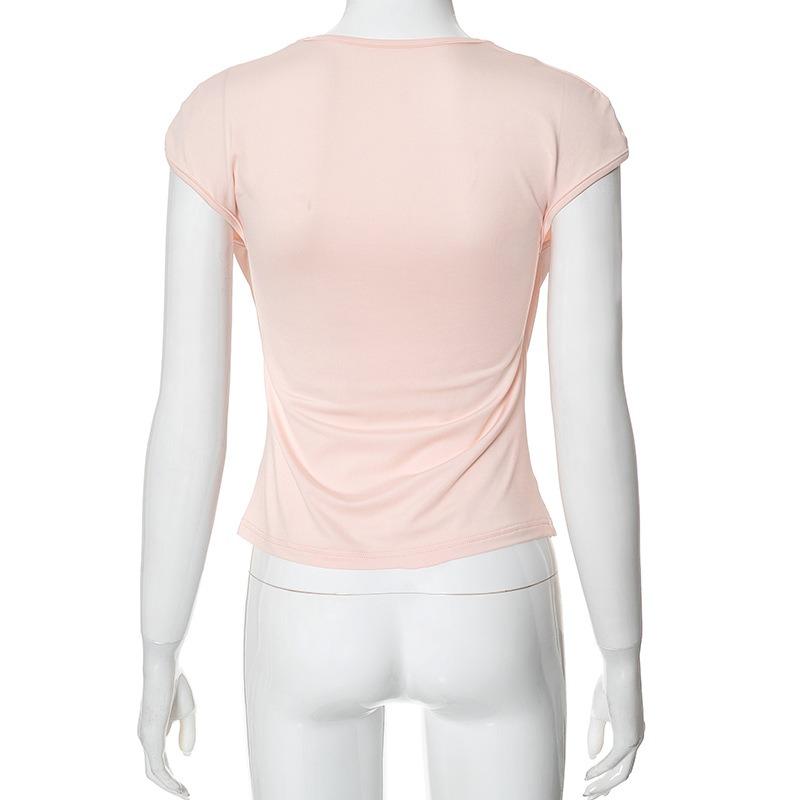 YYFS Женские модные повседневные летние весенние однотонные блузки и рубашки с квадратным воротником и короткими рукавами с принтом