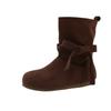 Fashion Flats Women Bow Lace Up Shore Boots Fashion Suede Woman Shoes 2025 Winter New Elegant Chelsea Ankle Boots Classical Zapatillas