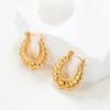 Premium Pattern Oil Pressure Stainless Steel Earrings Light Luxury Simple Gold Plated Women's Retro Earrings