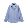 Spring/Summer New Arrival French Style Boyfriend Style Temperament Wild Long Sleeves Polo Collar Stripes Oxford Shirt 8372390