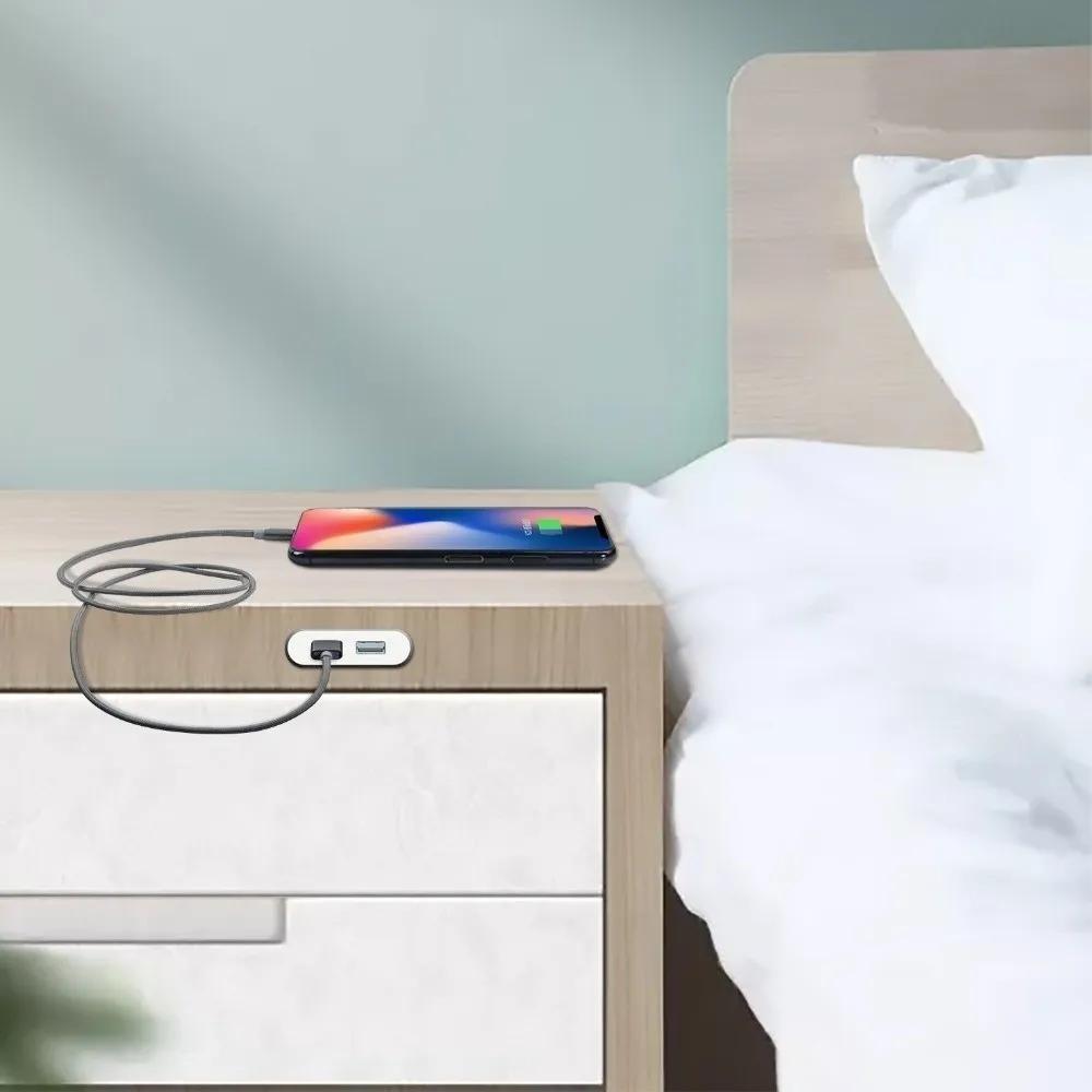 1 USB-A и 1 Type-C Встраиваемая настольная USB-розетка Мини-компактная розетка с удлинителем 1,2 м Встраиваемые розетки Для использования в помещении