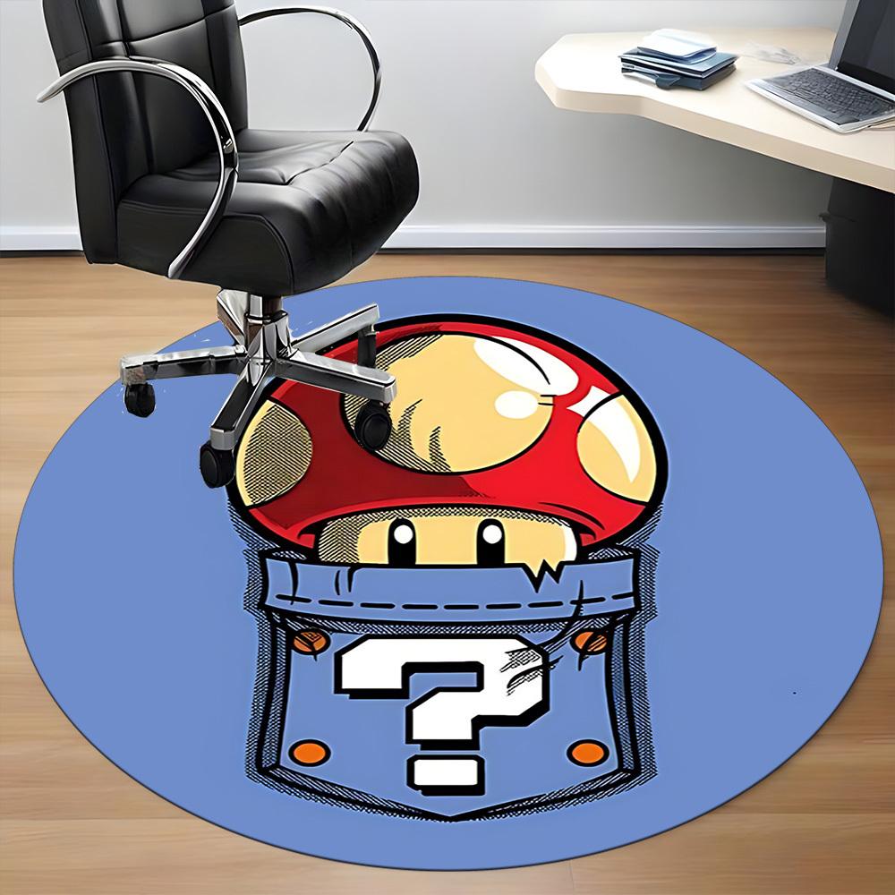 1pc Mario Mushroom Pocket Office Round Area Rug, Under Office Chairs Bedroom Living Room Home Decor a1022247