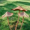 Long Stem Iron Mushroom Decor Set Rustic Garden Ornaments for Outdoor Yard