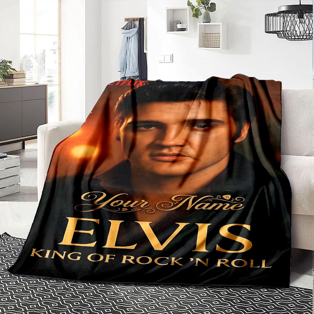 Elvis Presley Personalized Text Blanket Lightweight Customizable Blanket Durable Comfort Throw For Bed Livingroom Home Decor Office