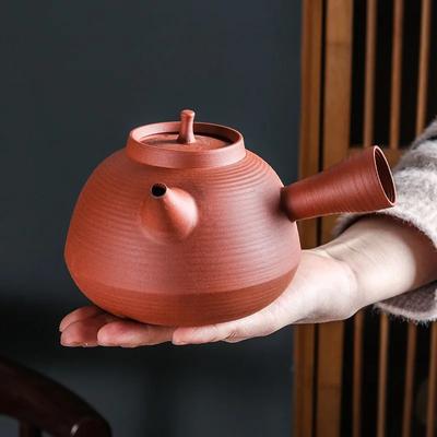 Китайский чайник с боковой ручкой, Красный грязевой песок, Прыгающая крышка, Кипящий чайник, Необработанная руда, Фиолетовый песок ручной работы, Чайный сервиз кунг-фу