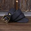 Ремень мужской в ​​корейском стиле, ретро, ​​потертый, модный, уникальный, с двойной иглой, латунная пряжка, натуральная кожа, джинсовый ремень из натуральной яловой кожи
