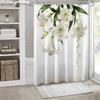 Белая лилия Шторка для душа 1 шт. Полиэстер 2D Плоская печать 70,8X70,8" Реалистичные цветочные зеленые листья Верх с люверсами