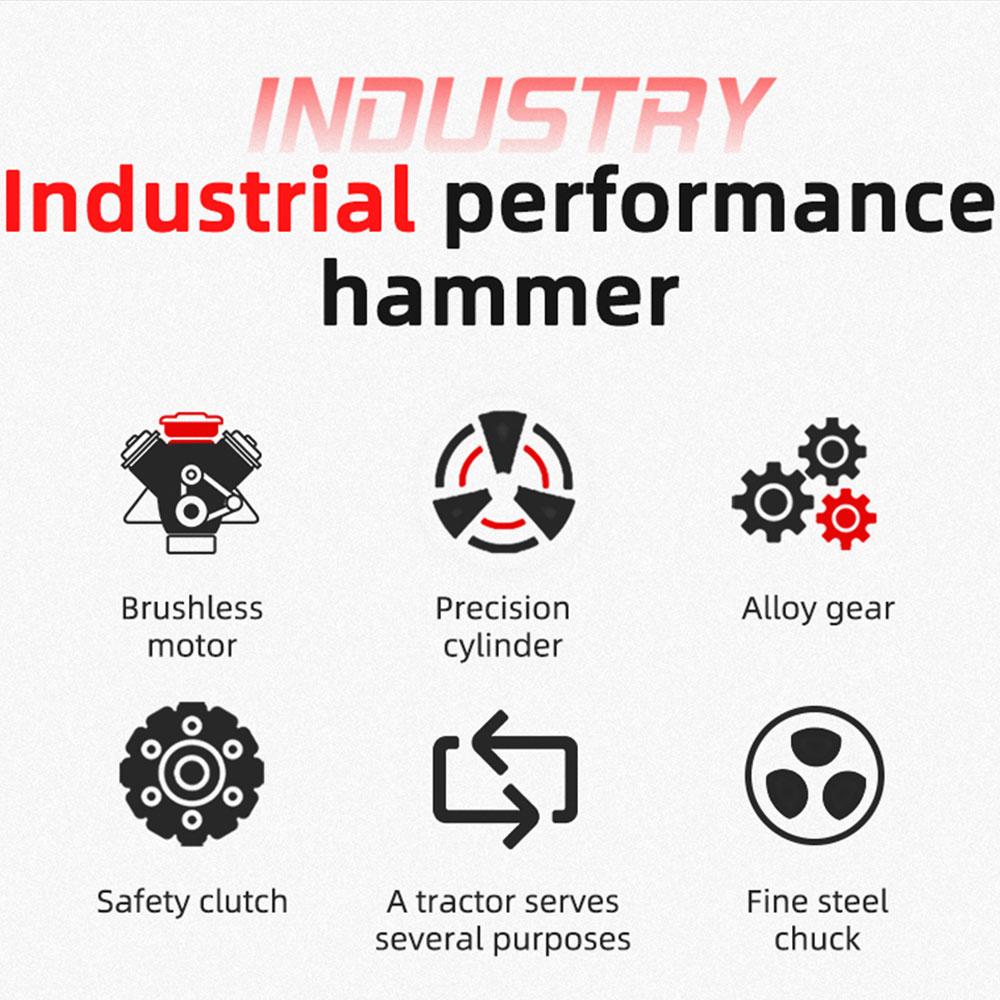 NAWIN Перфоратор высокой мощности тяжелый ударный электрический молоток бетонолом 21 В бесщеточный электрический молоток электроинструмент