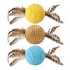 Cat Sisal Scratching Ball Toy Interactive Anti-Bite Sounding Toy Cat Scratcher Sisal Ball with Feather