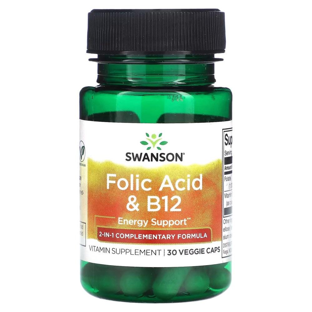 Swanson Folic Acid Vitamin B12 30 Capsules 6 pcs