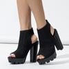 Liyke Punk Style Chunky High Heels Platform Boots Women Thick Bottom Peep Toe Stretch Fabric Socks Shoes Ankle Booties Sandals